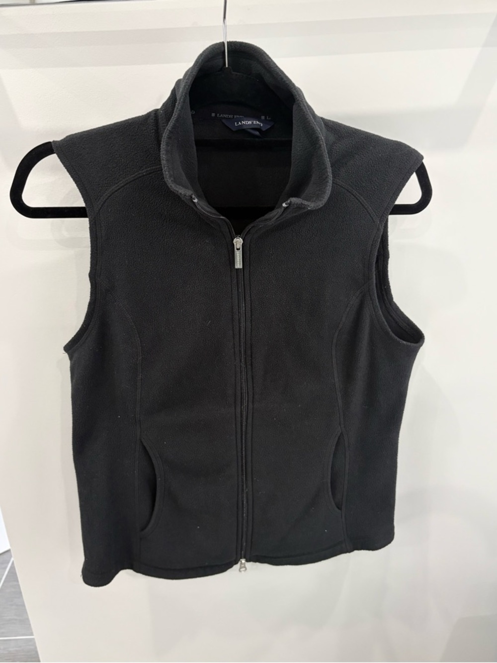 Lands' End Black Fleece Full-Zip Vest